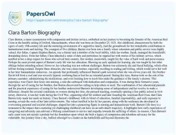 clara barton biography essay sample