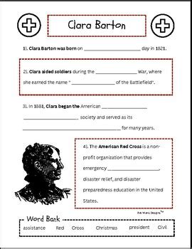 clara barton biography summary worksheet pdf