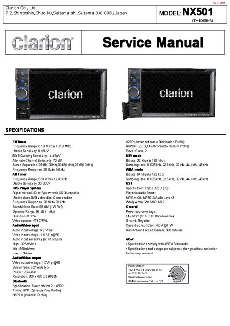 Read Clarion Service Manuals 