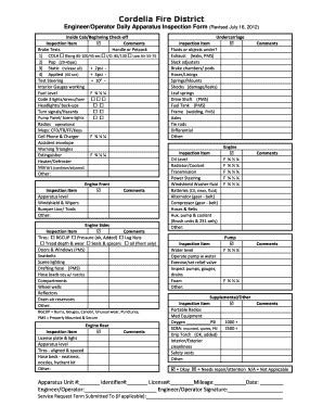 Clarke Fire Engine Checklist