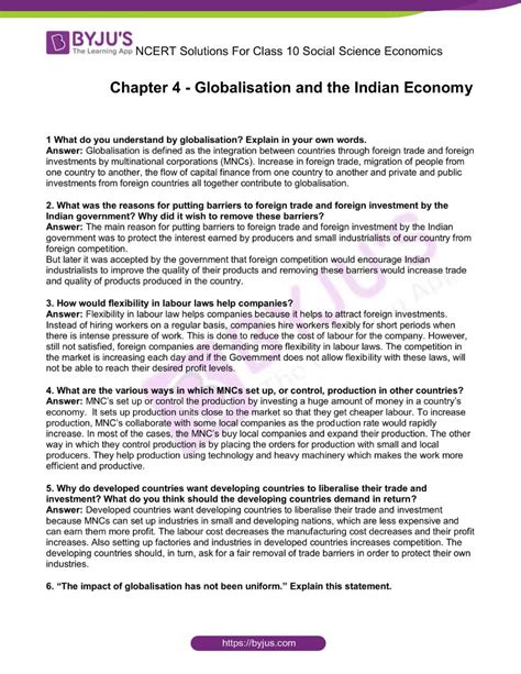 Class 10 Economics Chapter 4 Notes
