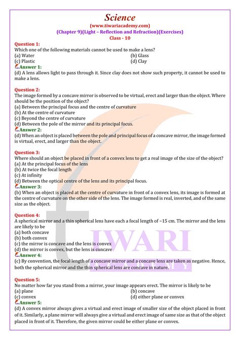 Class 10 Science Chapter 9 Question Answer
