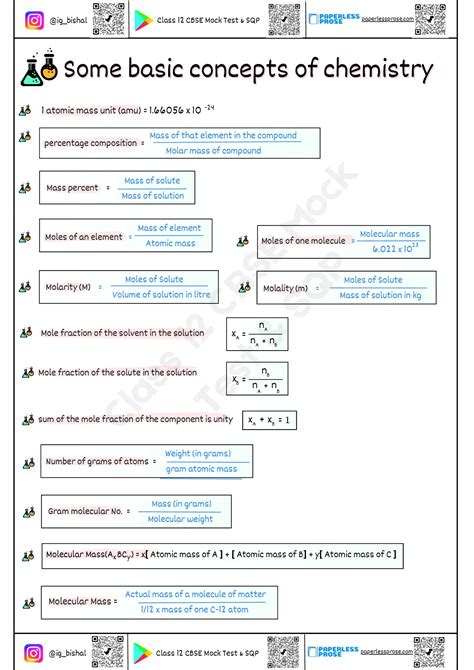class 11 chemistry formula
