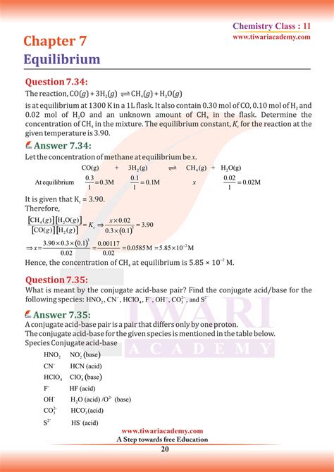 Class 11 Equilibrium Ncert Solutions