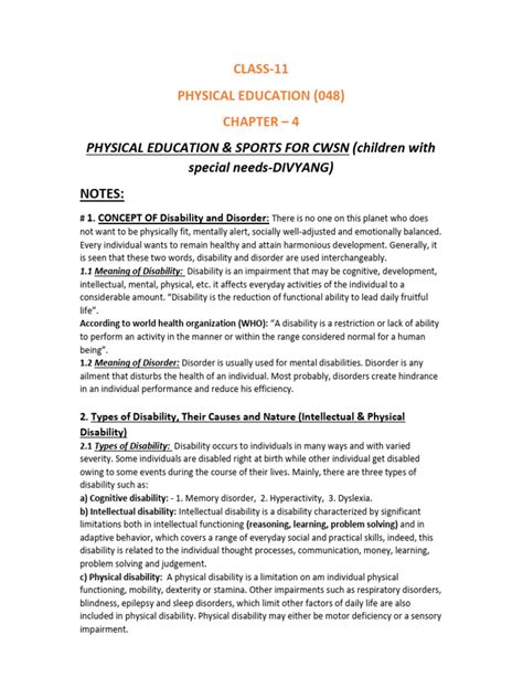 Class 11 Physical Education Chapter 2 Notes