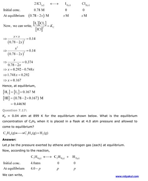 Class 11th Equilibrium Ncert Solution