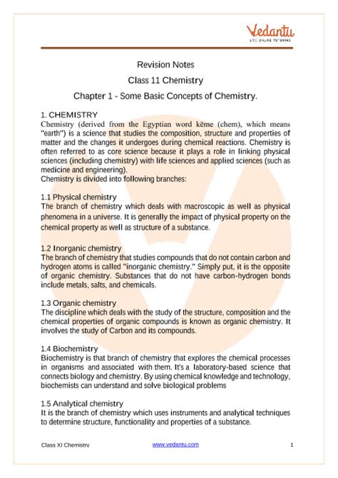 Class 11th Notes Chemistry Chapter Wise