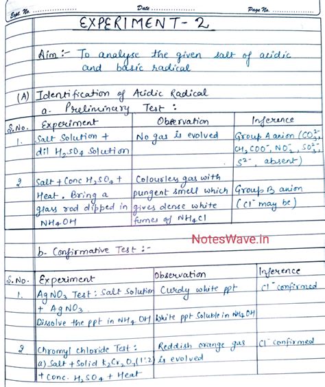 Class 12 Chemistry Practical Notes Pdf