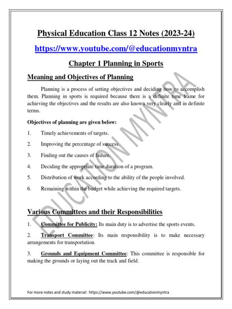 Class 12 Physical Education Chapter 1 Notes