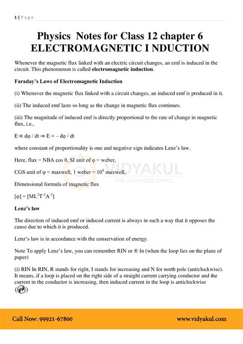 Class 12 Physics Notes Induction