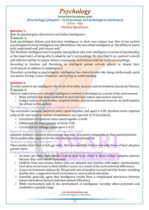 Class 12 Psychology Chapter 1 Notes