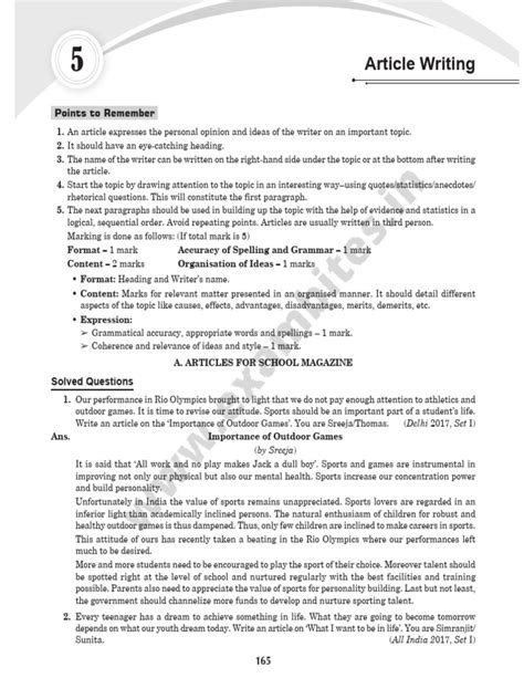 Class 12th Article Writing