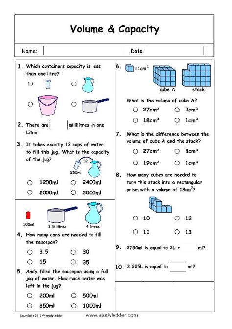 Class 4 Capacity Volume Tutorials And Worksheet Milliliters And Liters Worksheet - Milliliters And Liters Worksheet