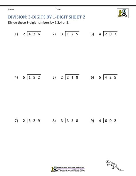 Class 4 Division Tutorials And Worksheets Division By One Digit Number - Division By One Digit Number
