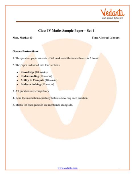 Class 4 Maths Question Paper With Solutions