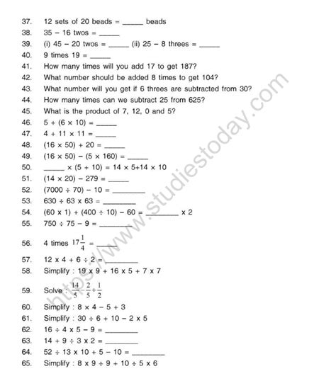 Class 5 Simplification Worksheets Learny Kids Simplification Exercises For Grade 5 - Simplification Exercises For Grade 5