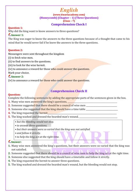 Class 7 English Question Answer
