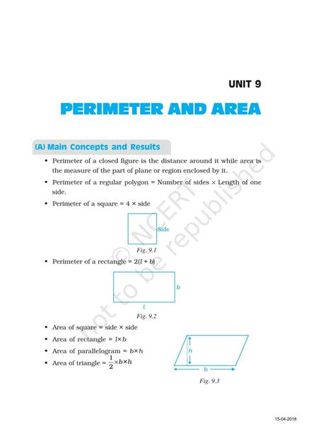 Class 7th Maths Perimeter And Area