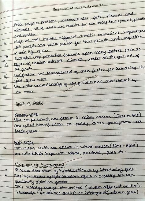 Class 9 Biology Notes Improvement In Food Resources