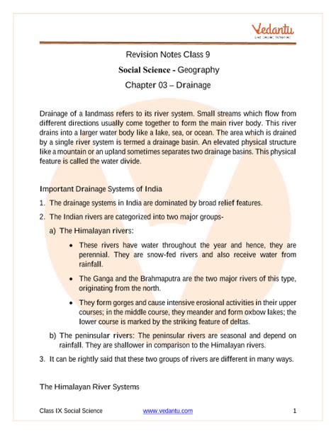Class 9 Drainage Notes