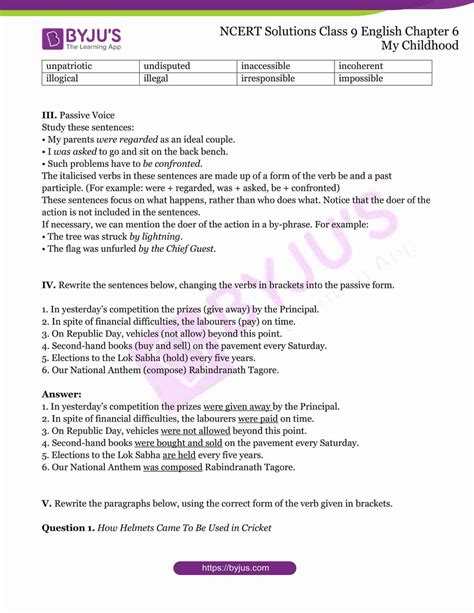 Class 9 English Chapter 6 Question Answer