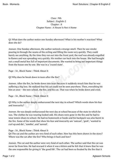 Class 9 English Chapter 8 Question Answer