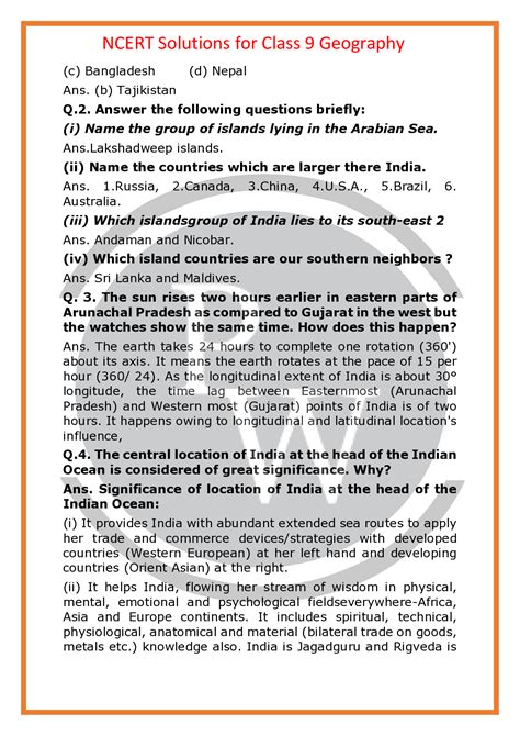Class 9 Geography Chapter 1 Extra Questions