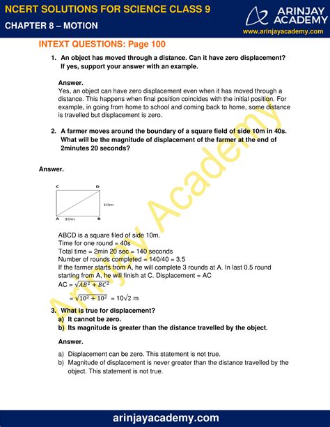 Class 9 Motion Ncert Solutions