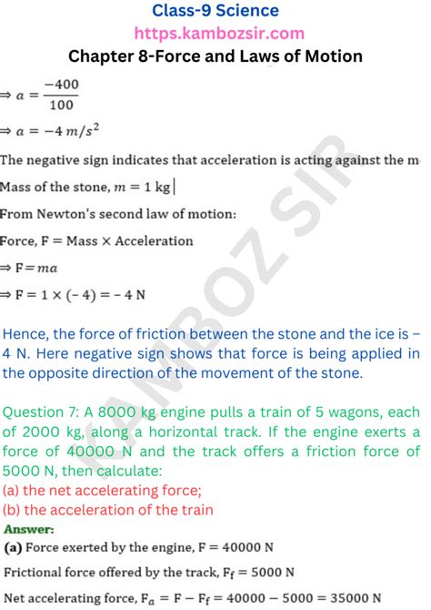 Class 9th Force And Laws Of Motion Notes
