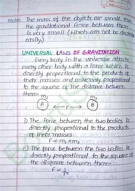 Class 9th Gravitation Notes