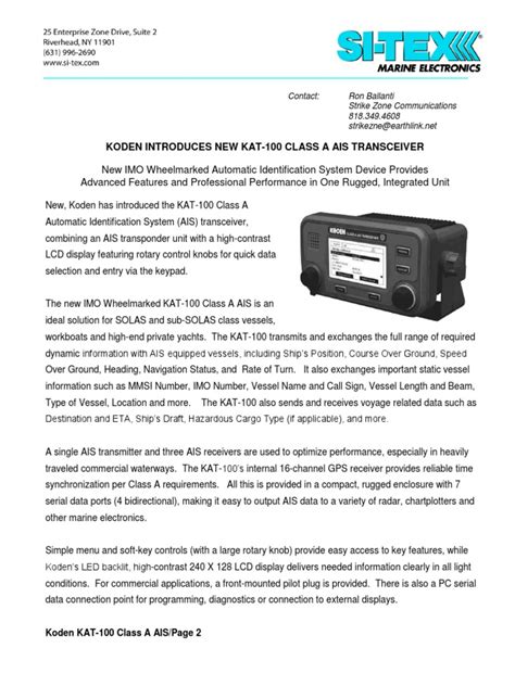Class A Ais Transceiver Kat 100 Seatech