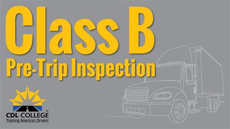 Class B Pre Trip Inspection Checklist