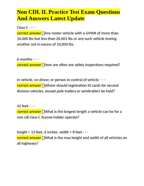 Class C Practice Test Illinois