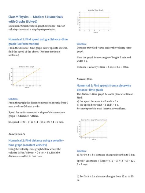 Class Ix Physics Motion Numericals For Practice