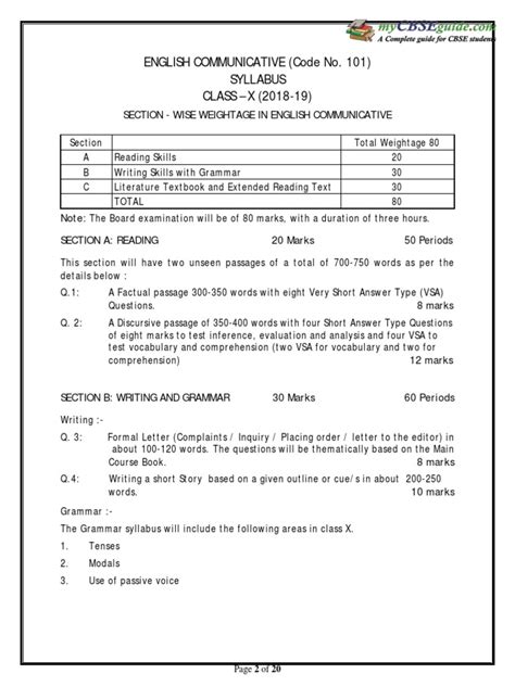 Class X English Communicative Code 101 Sample Paper