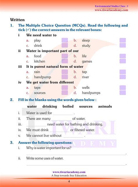 Full Download Class 1 Evs Assessment Paper 