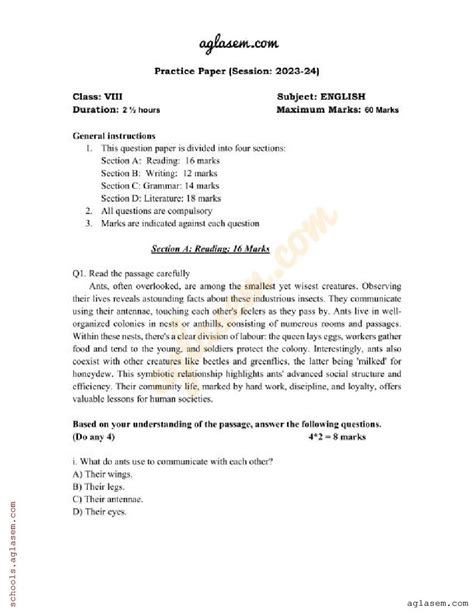 Full Download Class 8 English 2Nd Paper Model Question 