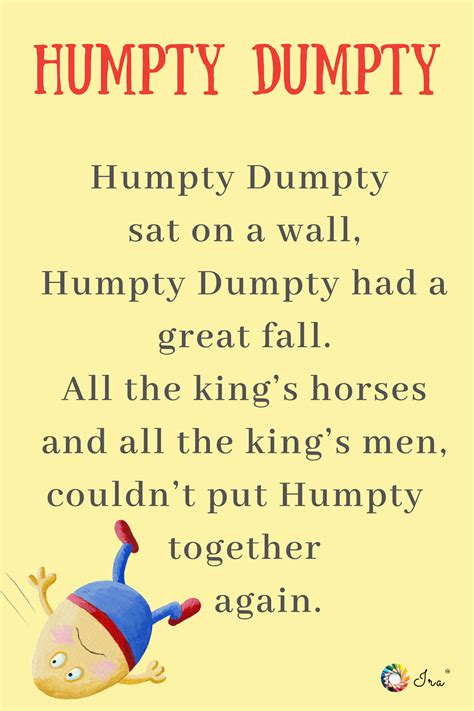 Classic Humpty Dumpty Poem And Rhyme Variations Humpty Dumpty Poem Printable - Humpty Dumpty Poem Printable
