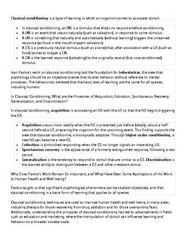 Classical Conditioning Study Guide Answers
