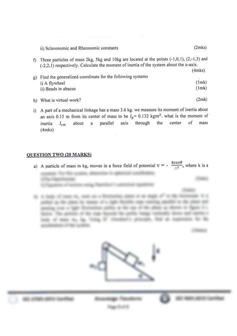 classical mechanics one mark questions with answer