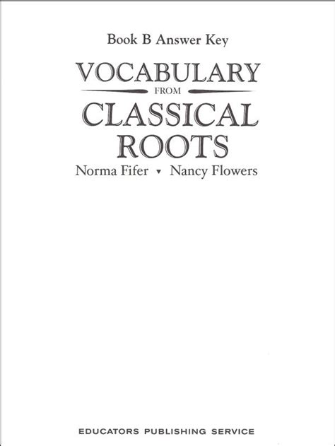 Classical Roots B Answer Key
