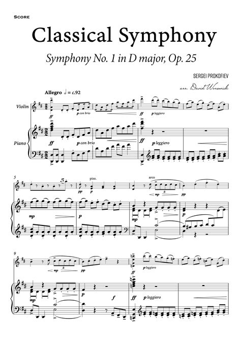 Classical Symphony Op 25 In Full Score Dover Music Scores