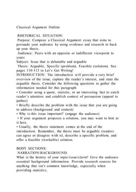 Full Download Classical Argument Papers Examples 