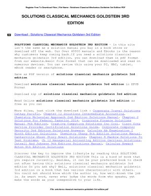 Read Online Classical Mechanics Goldstein 3Rd Edition Solution Manual Chapter 12 