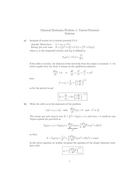 Full Download Classical Mechanics Problem 1 Central Potential Solution 