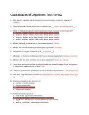 Full Download Classification Of Organisms Test Reviw Answers 