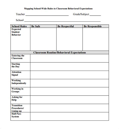 classroom behavior plan templates