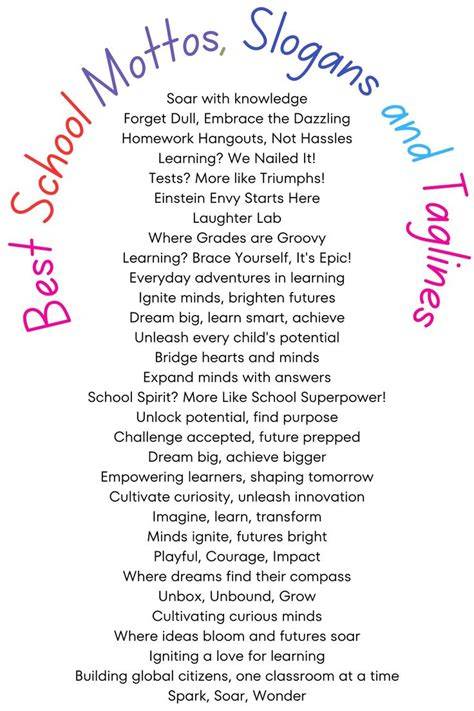 classroom mottos or slogans for eleme
