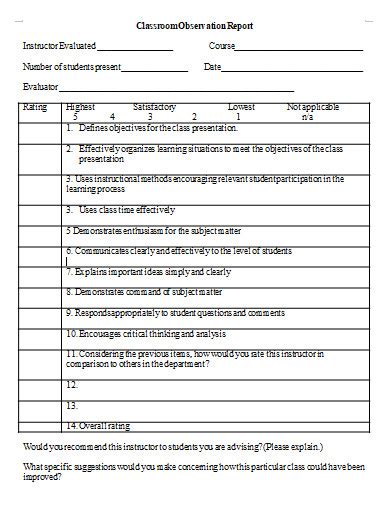 Classroom Observation Paper Examples Ruston