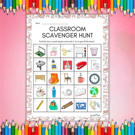 Classroom Scavenger Hunt Free Printable Literacy Learn First Day Of School Scavenger Hunt - First Day Of School Scavenger Hunt